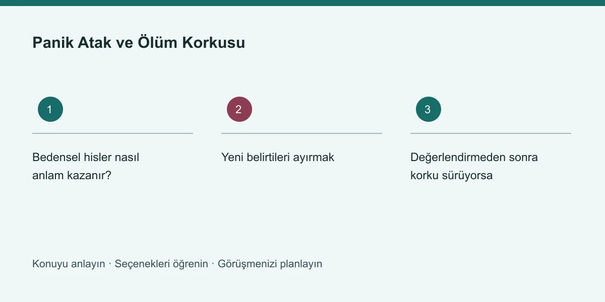Panik Atak ve Ölüm Korkusu konusunun ana başlıklarını gösteren özgün bilgi şeması