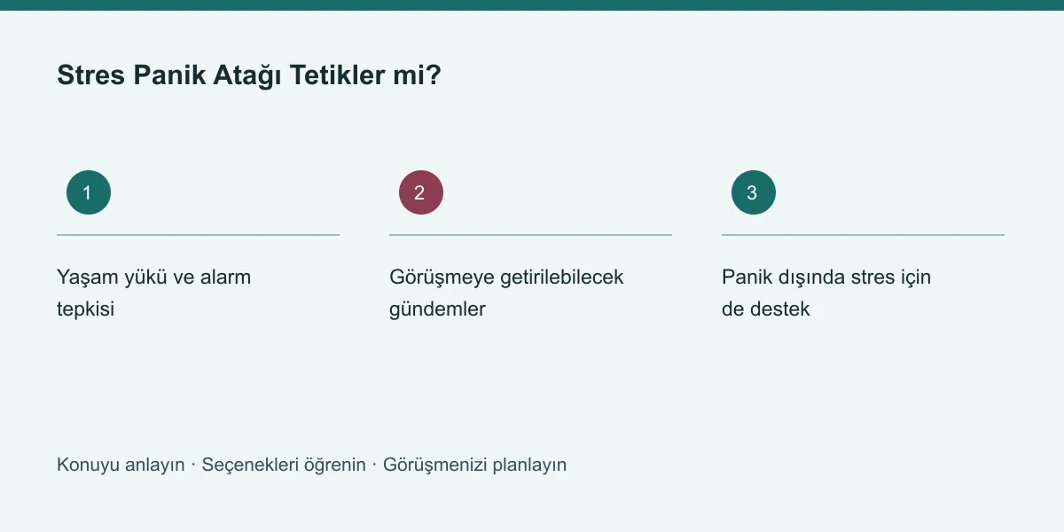 Stres Panik Atağı Tetikler mi? konusunun ana başlıklarını gösteren özgün bilgi şeması